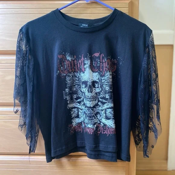 ⚰️⚰️”Death Before Dishonor” lace sleeves tee XL - Picture 7 of 16